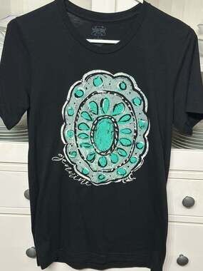 Texas True Threads Genuine Concho Turquoise Stone Graphic T-Shirt